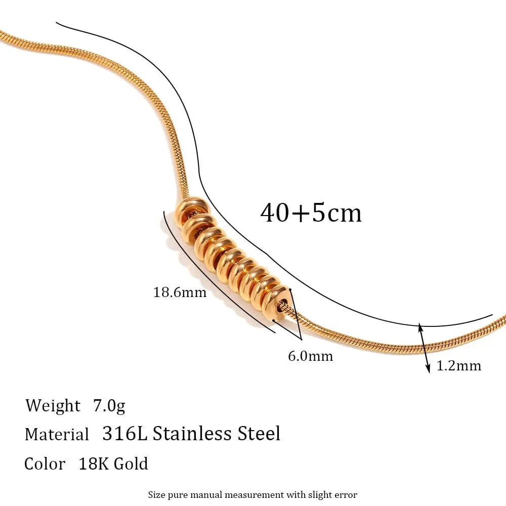 N3118_Gold Waterproof Necklace PVD Gold Plated Beads Necklace Non Tarnish Stainless Steel Jewelry collier en acier inoxydable