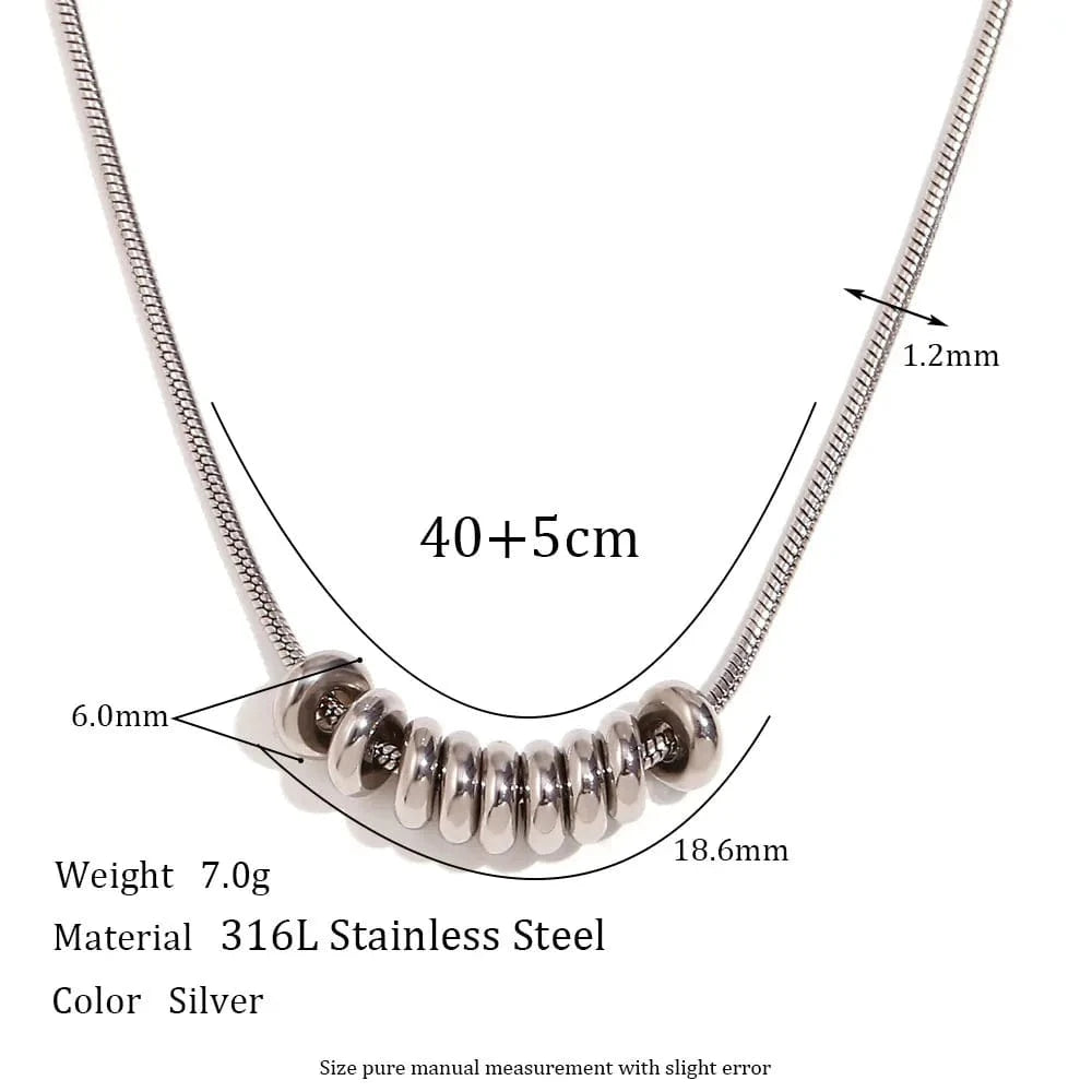 N3118_Silver Waterproof Necklace PVD Gold Plated Beads Necklace Non Tarnish Stainless Steel Jewelry collier en acier inoxydable