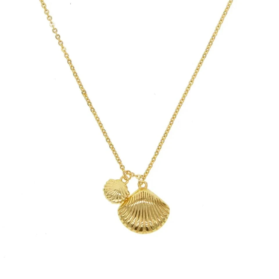 N348-G-41+5cm Gold Plated Fashion Women Jewelry 5A CZ Colorful Enamel 2023 Summer Beach Hot Sea Shell Necklace