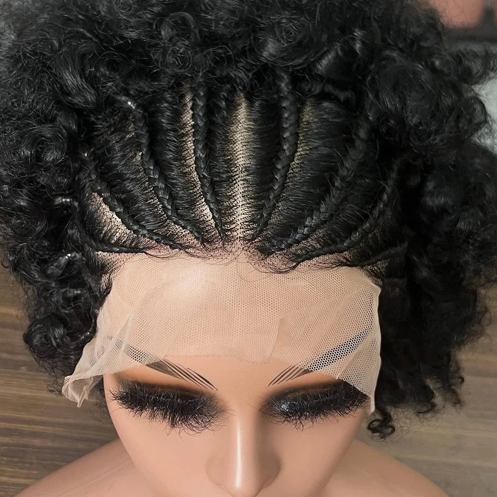 Natural Black# / 8 Inches Cheap braid hair front Perruque Short Pixie Cut Wig Natural Black 13x4 full frontal afro pixie wig For black Women