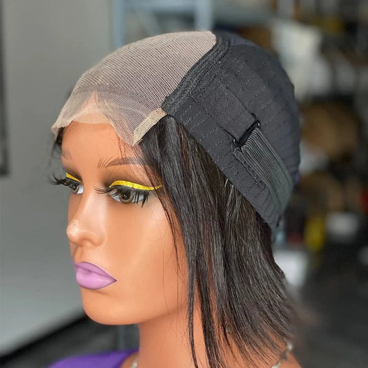 Natural Black / 8 Inches Wholesale Remy Hair Bob Human Hair Wig Front Bone Straight Lace Brazilian Hair Long Transparent Swiss Lace