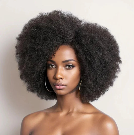 Natural / CHINA / 14inches|Part Lace Wigs|250% Afro Wigs for Black Women Kinky Curly Lace Front Wig Afro Short Bob Human Hair Wig 13x4x2 HD Lace Natural Hairline 250% Density