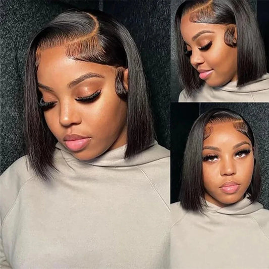Natural Color / United States / 16inches|180%|4X6 Guless Wig 13X4 Bob Wig Bone Straight Bob Wig Lace Front Human Hair Wigs For Women Transparent Lace Frontal Wig Natural Wig Human Hair
