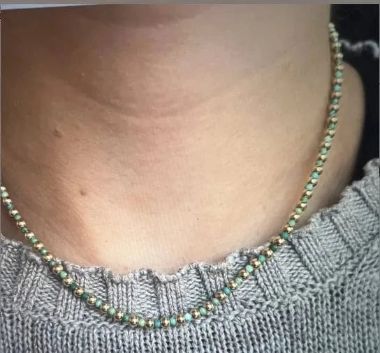 Natural Turquoise necklace Turquoise Natural Bracelet  Necklace 14k Gold Filled Jewelry Set