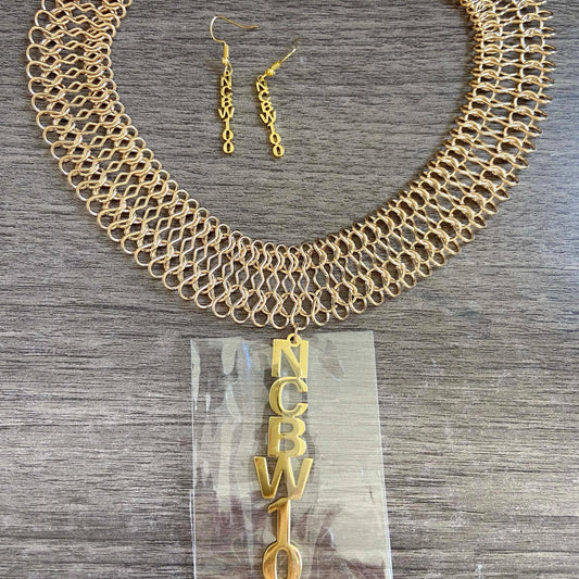 NCBW100 Letter Stainless Steel Gold Earring Necklace Vertical Alphabet Jewelry Set Hot-selling Gifts Jewelry