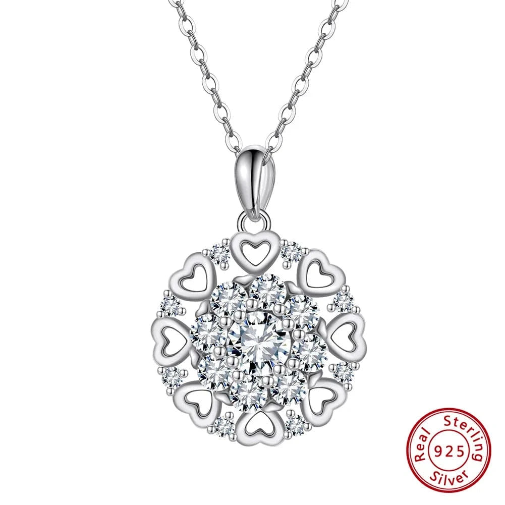 Necklace 1 RINNTIN LMC01 Luxury Round Cut 8A Premium Cubic Zirconia Detachable Rotatable Charms 925 Sterling Silver Jewelry Set For Women