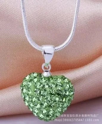 necklace / 16inches / 9 Wholesale Berry Small Heart WIth Crystal Diamond Drop Lady Pendant Necklace Party Gift For Girl