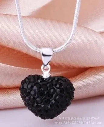 necklace / 16inches / X522-4 black Wholesale Berry Small Heart WIth Crystal Diamond Drop Lady Pendant Necklace Party Gift For Girl