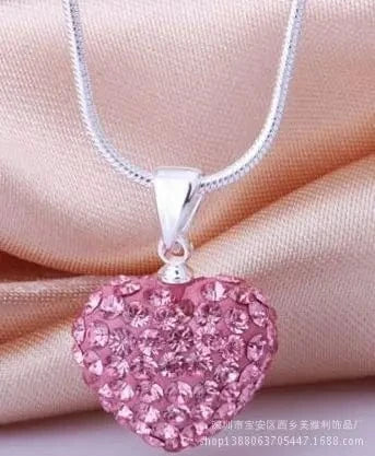 necklace / 16inches / X522-5 dark blue Wholesale Berry Small Heart WIth Crystal Diamond Drop Lady Pendant Necklace Party Gift For Girl