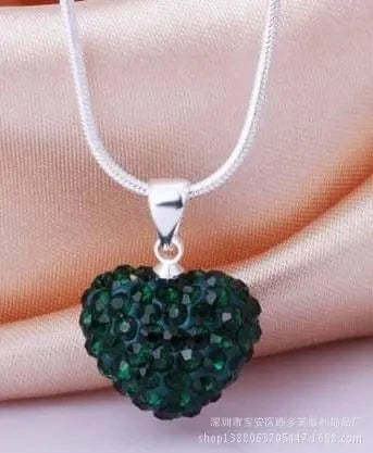 necklace / 16inches / X522-6 light blue Wholesale Berry Small Heart WIth Crystal Diamond Drop Lady Pendant Necklace Party Gift For Girl