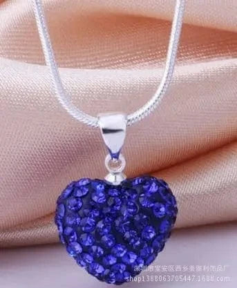 necklace / 16inches / X522-7 pink Wholesale Berry Small Heart WIth Crystal Diamond Drop Lady Pendant Necklace Party Gift For Girl