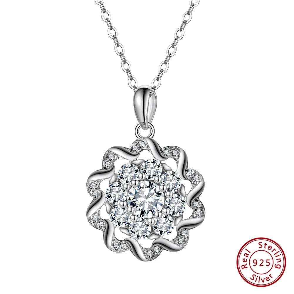 Necklace 2 RINNTIN LMC01 Luxury Round Cut 8A Premium Cubic Zirconia Detachable Rotatable Charms 925 Sterling Silver Jewelry Set For Women