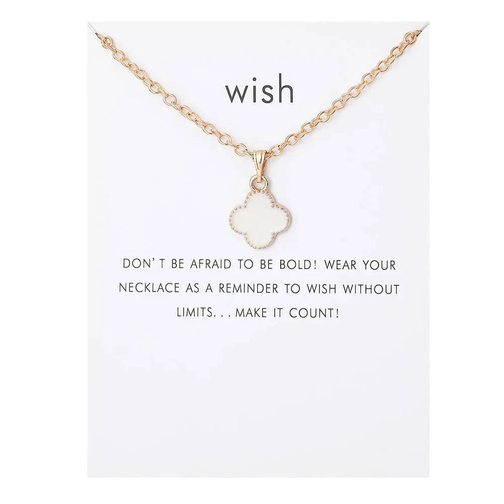 necklace / 6245-white 1 Korean Necklace Gold Color Clover # Pendant Clavicle Chain Statement Necklace Women Girl