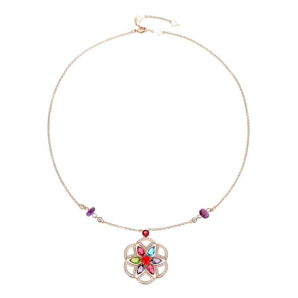 Necklace A generation factory sells Caibao zircon suit circular petal necklace ring women's sexy suit jewelry