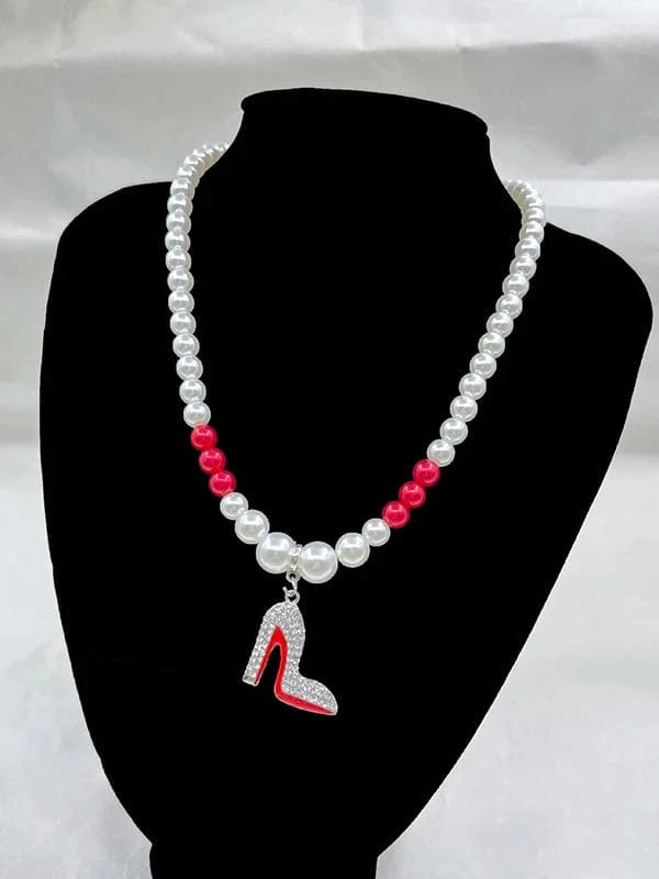 Necklace / big delta peark necklace Beyou Hotsale Large Charm Multi layers Greek Symbol Letter Delta Sorority Pearl necklace