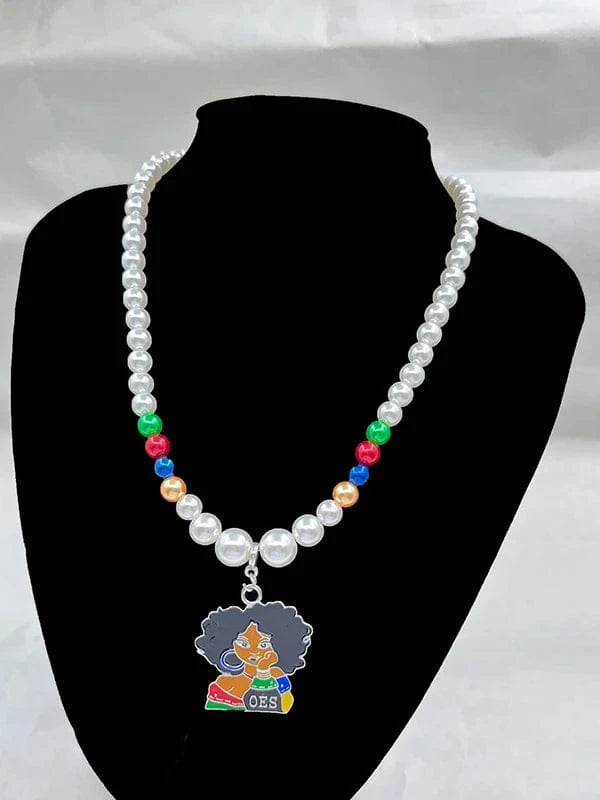 Necklace / D Greek Sorority OES Eastern StarHandmade Pendant Multilayer Imitation Pearl Bead Necklace