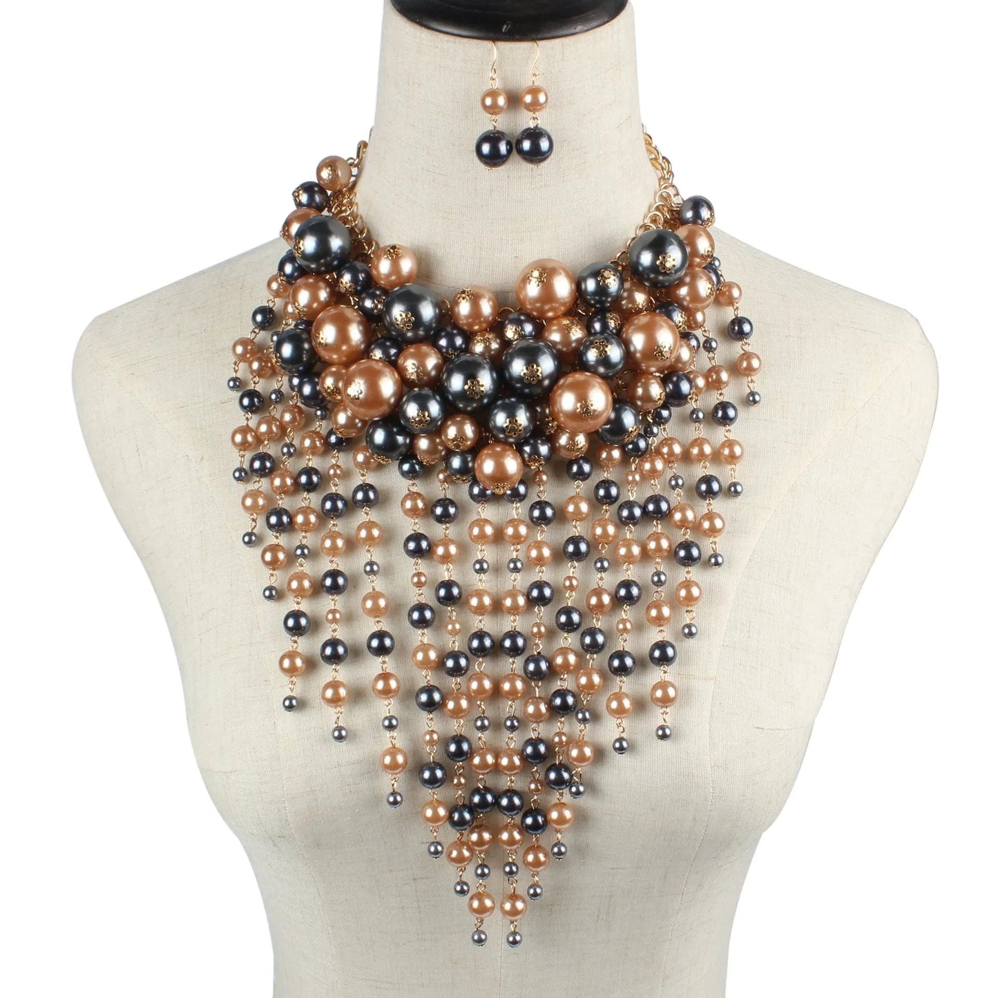 necklace Exaggerated Multi-layer Imitation Pearl Tassel Statement Necklace