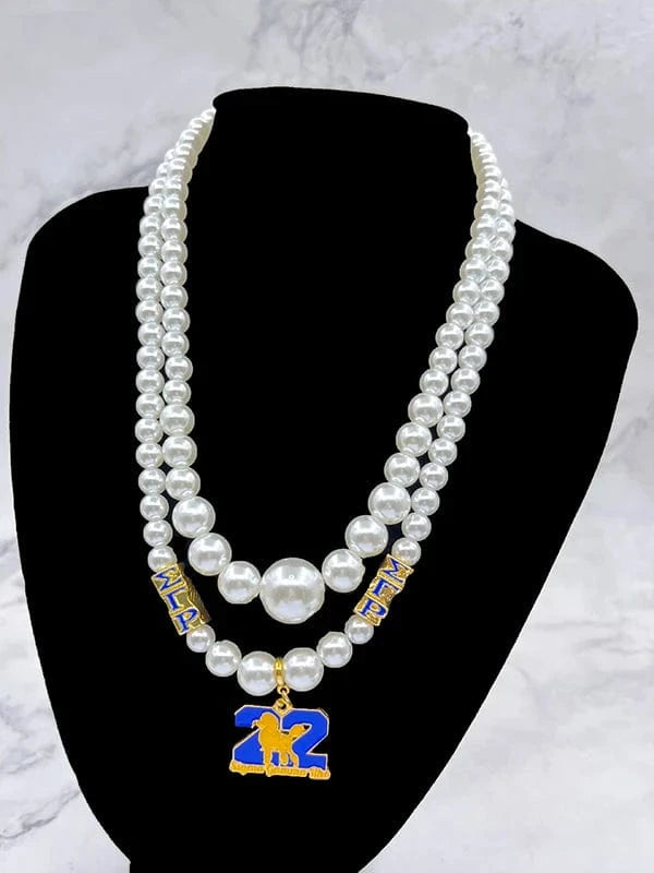 Necklace / F university women greek letter Sigma Gamma Rho sorority pendant multilayer imitation pearl bead necklace