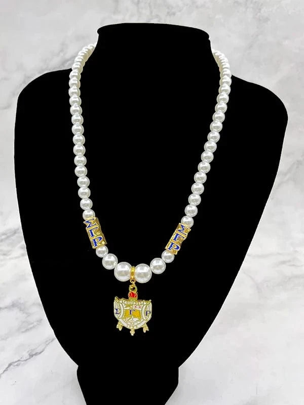 Necklace / H university women greek letter Sigma Gamma Rho sorority pendant multilayer imitation pearl bead necklace