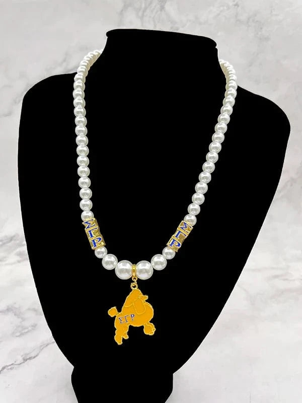 Necklace / I university women greek letter Sigma Gamma Rho sorority pendant multilayer imitation pearl bead necklace