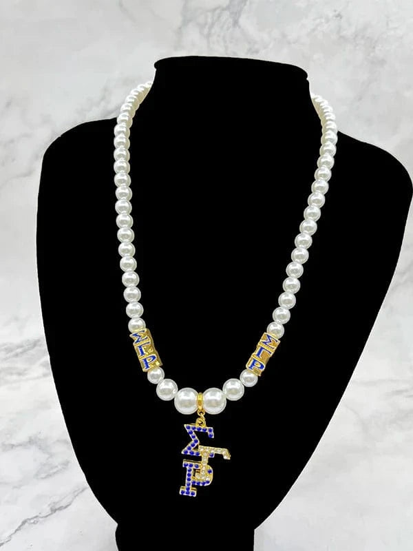 Necklace / L university women greek letter Sigma Gamma Rho sorority pendant multilayer imitation pearl bead necklace