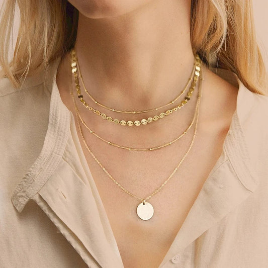 necklace Layering Necklace Set Round Pendant Choker
