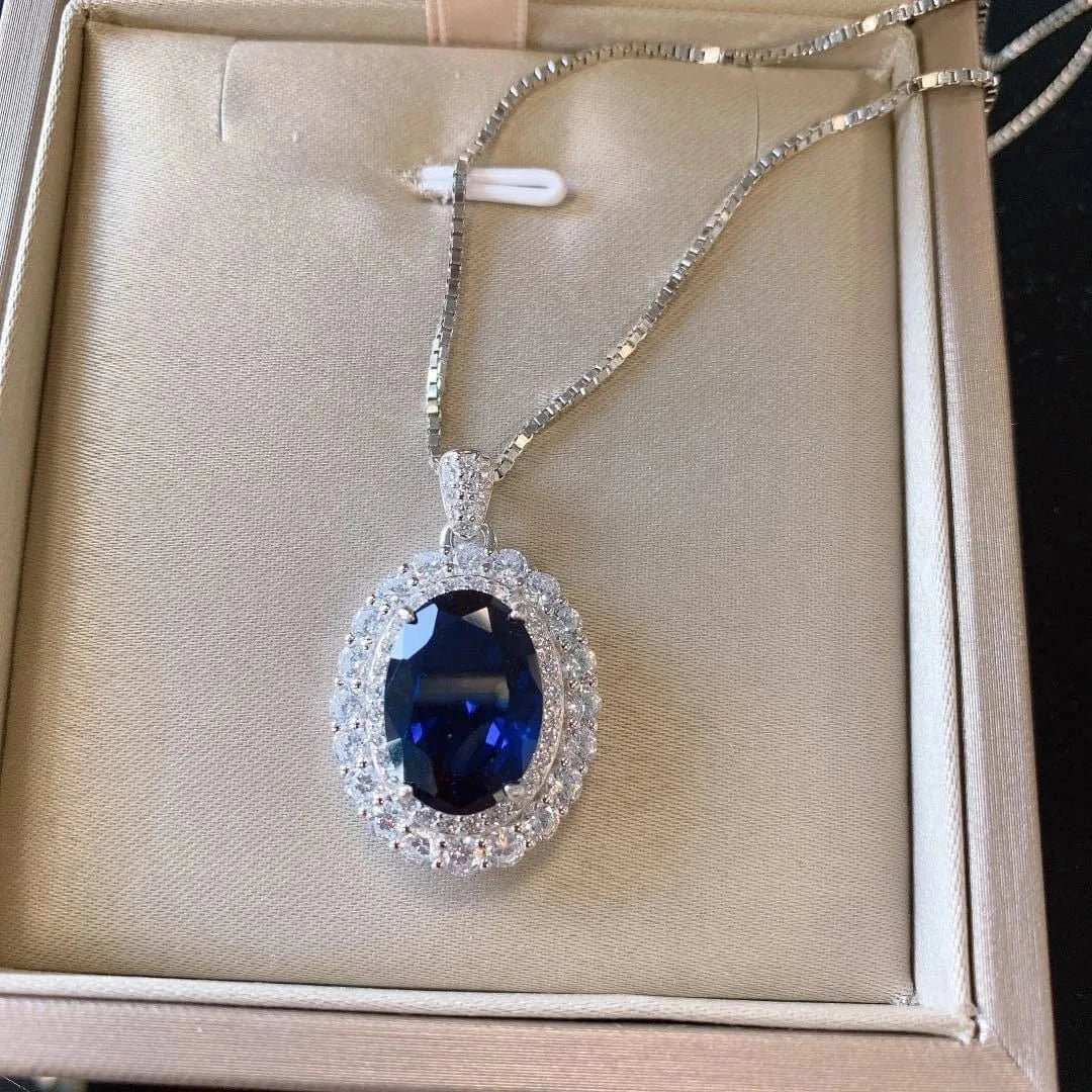 necklace Luxury 100%925 Sterling Silver Oval Created Moissanite Rings/Earrings/Pendant/Necklace Wedding Jewelry Sets