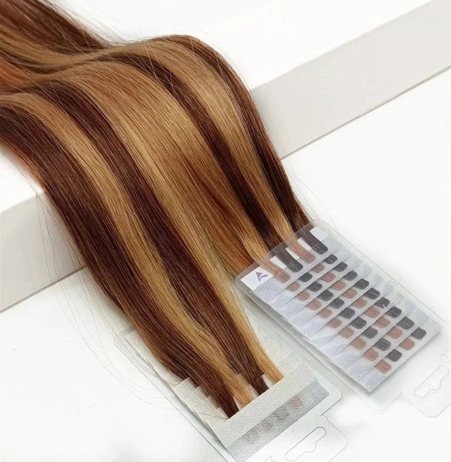 New 100% virgin human hair mini tape reused 3- 4 times ombre/balayage colour V light ultrasonic hair extensions for machine