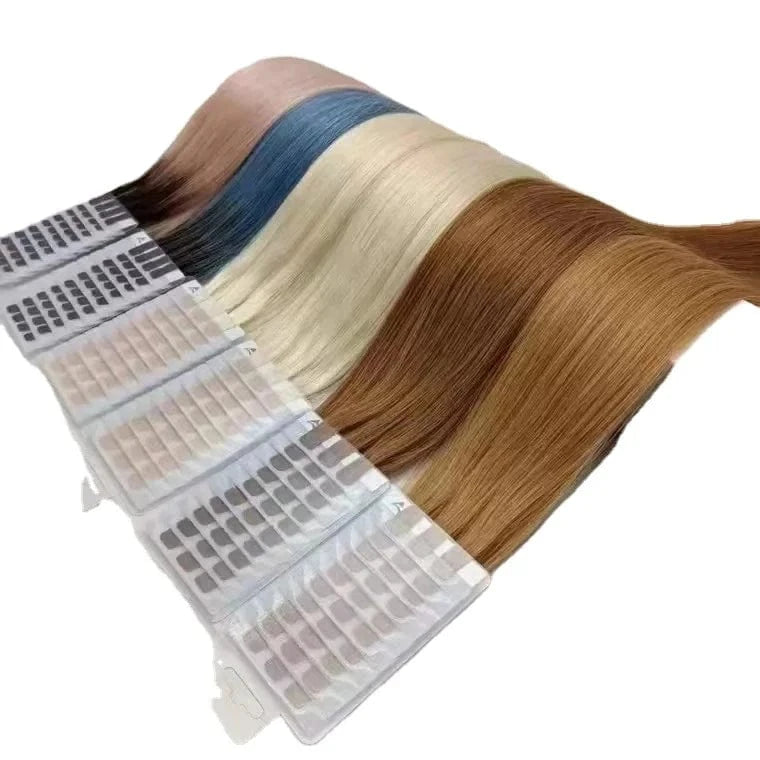 New 100% virgin human hair mini tape reused 3- 4 times ombre/balayage colour V light ultrasonic hair extensions for machine