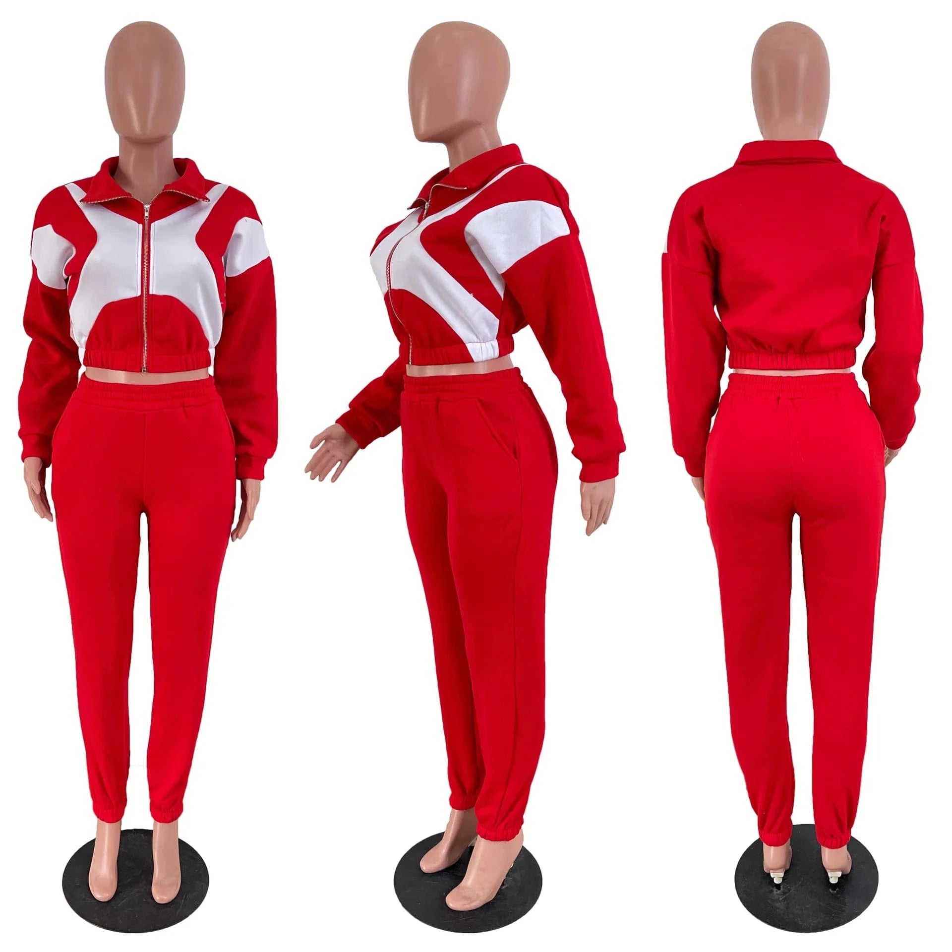 New Active Wear Women Outfits Set 2024 Patchwork Long Sleeve Jacket and Jogger Pants Suit 2 Two Piece Sets Tracksuit
