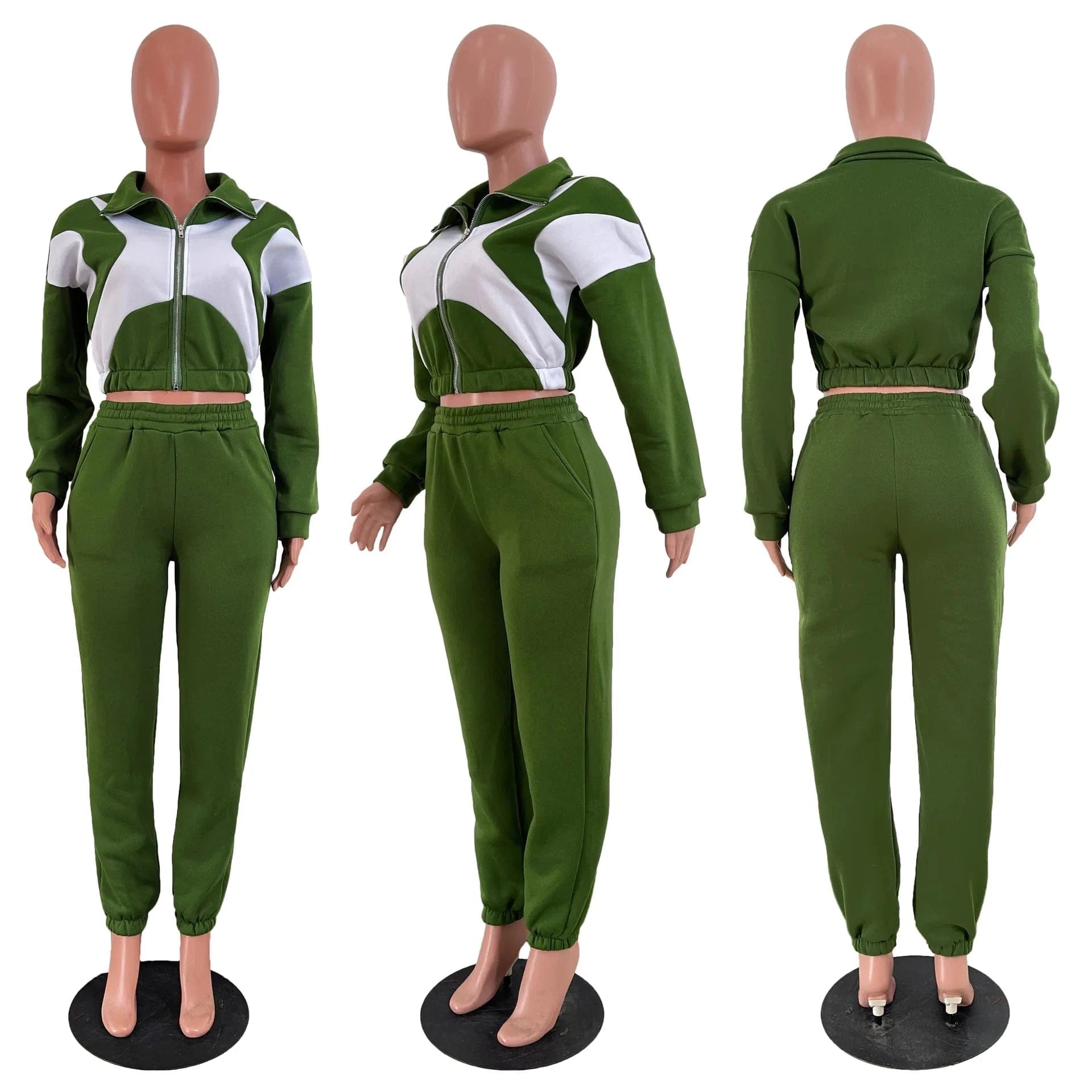 New Active Wear Women Outfits Set 2024 Patchwork Long Sleeve Jacket and Jogger Pants Suit 2 Two Piece Sets Tracksuit