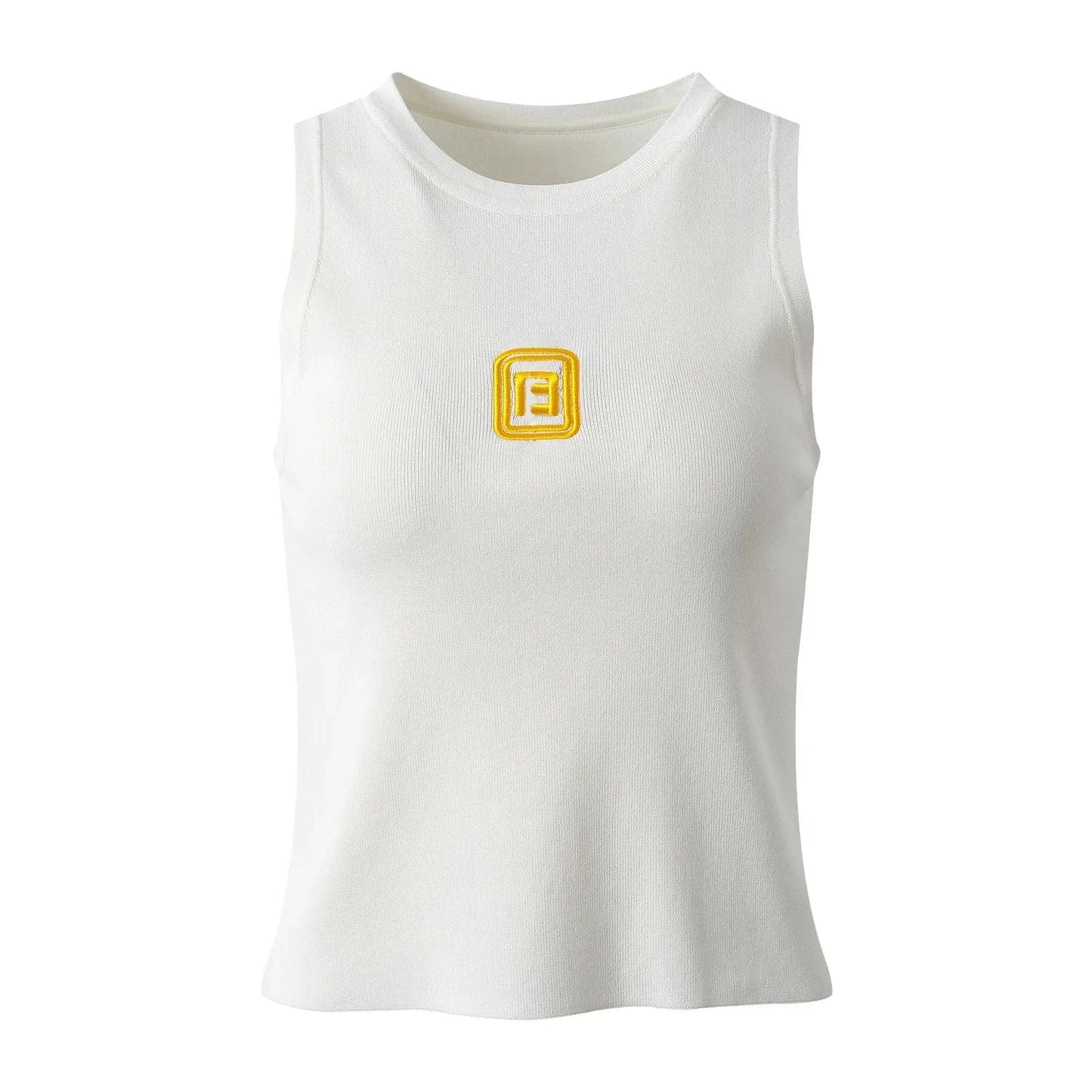 New Arrival 2024 Summer Lady Round Collar Sleeveless Tops Women Embroidery Pullover Slim Solid Knits Shirts