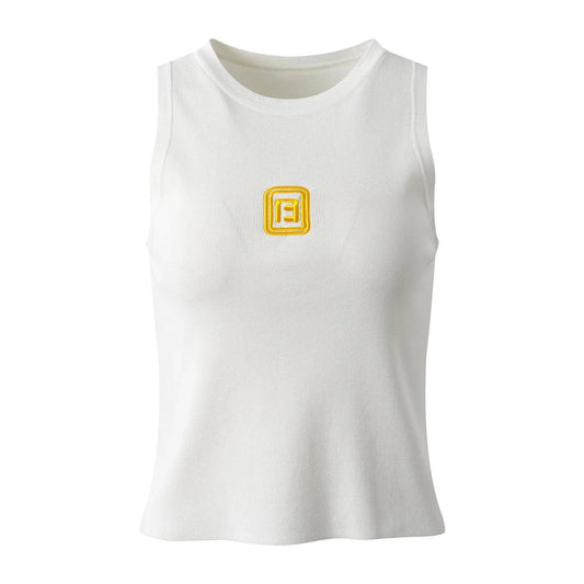 New Arrival 2024 Summer Lady Round Collar Sleeveless Tops Women Embroidery Pullover Slim Solid Knits Shirts