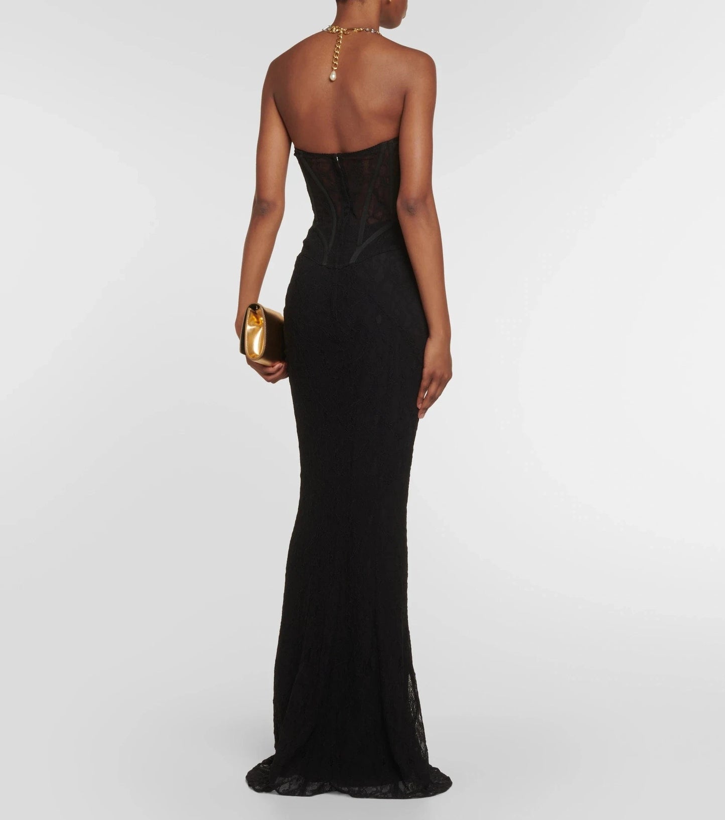 New Arrival 2024 Women's Sexy Bodycon Strapless Lace Two Piece Set Long Skirt