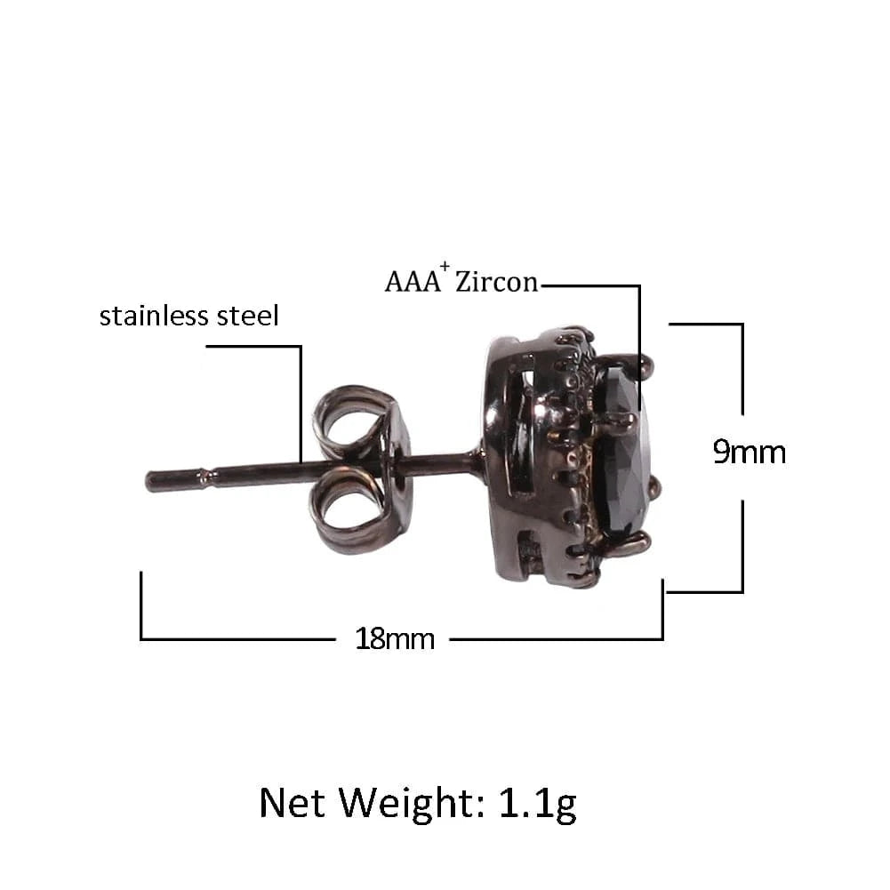 New Arrival Black CZ Earring AAA Clear Zirconia CZ Stud Earrings Women Men Rapper Jewelry