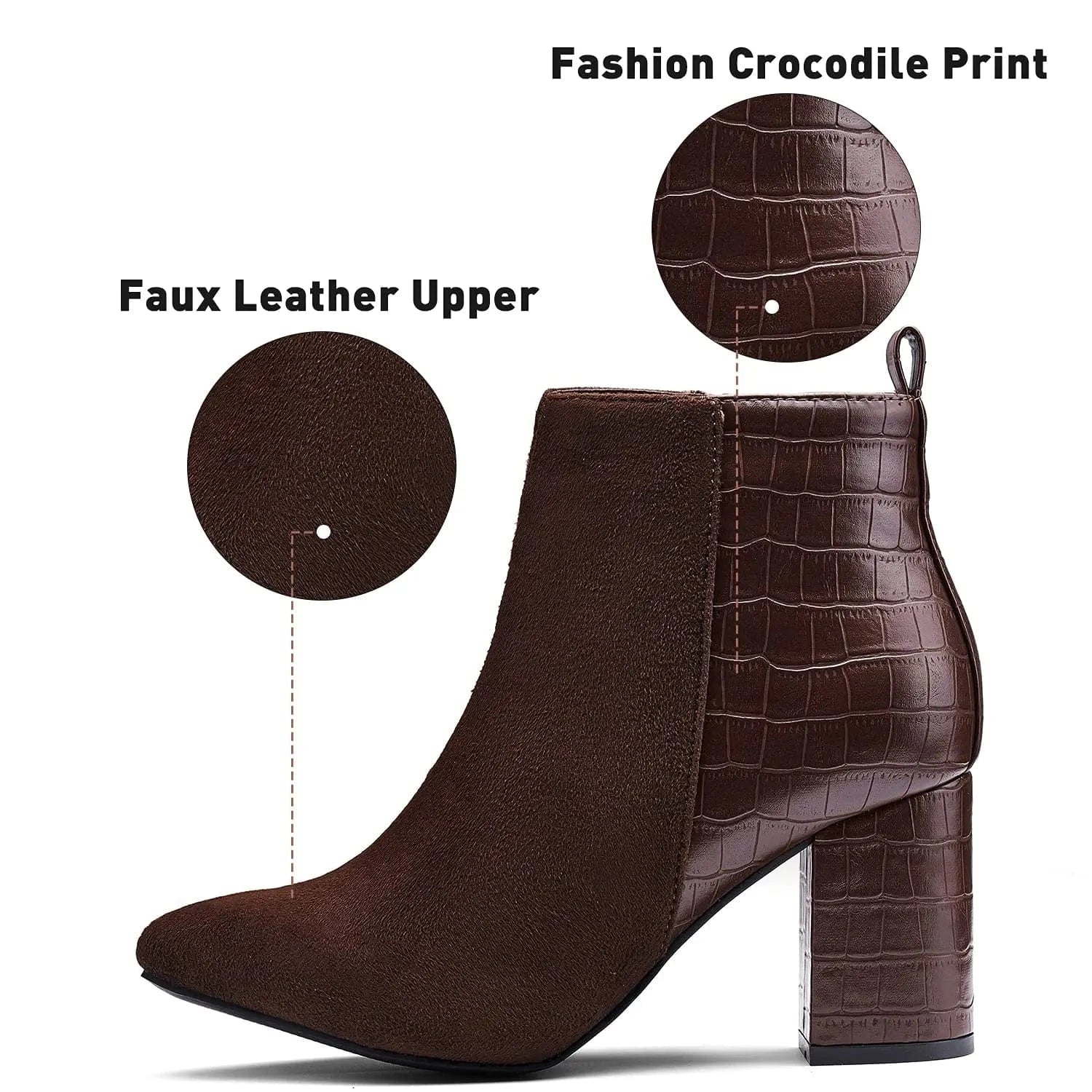 New Arrival Chunky Heel Woman Zip Down High Heel Boots Dressing Boot Waterproof New Trendy Ladies Shoes