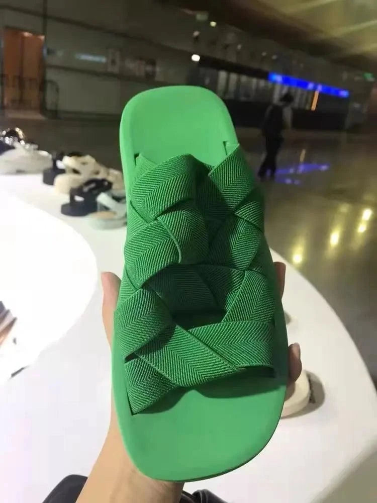 New arrival comfy strapped girl female flat slides hot designer lace up women slippers woman sandals shoes