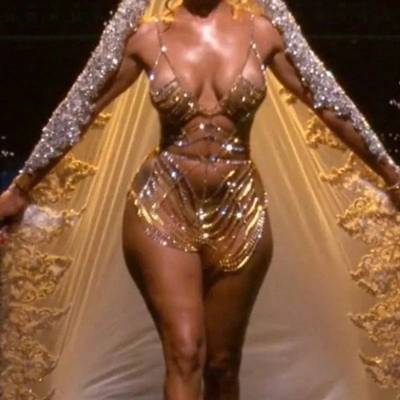 New Arrival Crystal Body Suit Dress Nightclub Full Rhinestone Body Jewelry Ins Fashion Women Accessories