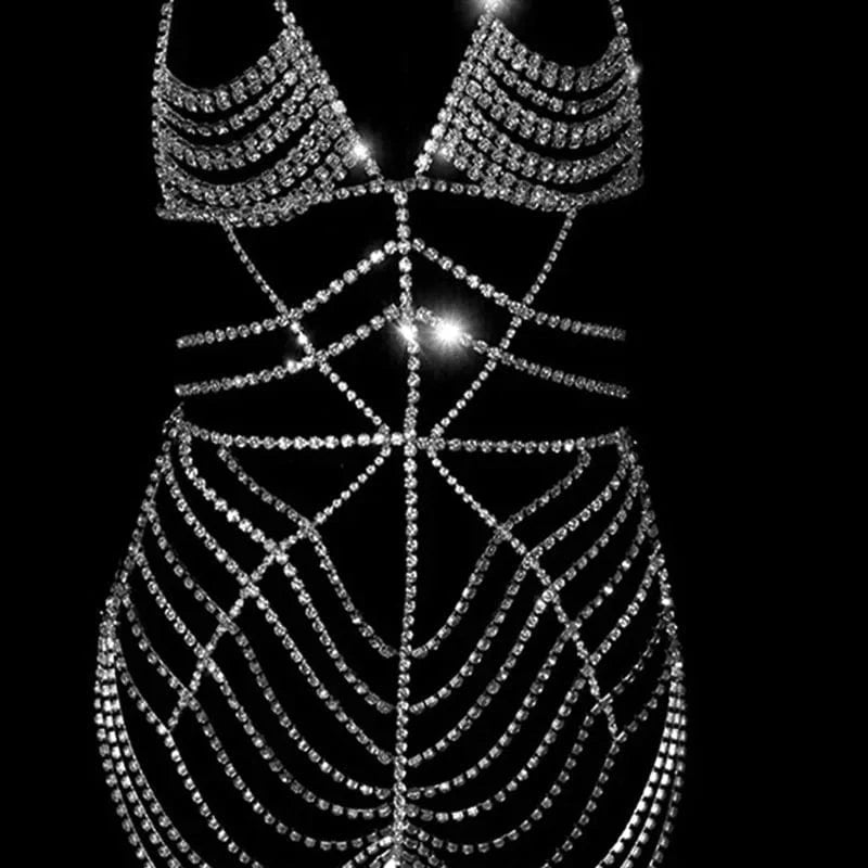 New Arrival Crystal Body Suit Dress Nightclub Full Rhinestone Body Jewelry Ins Fashion Women Accessories