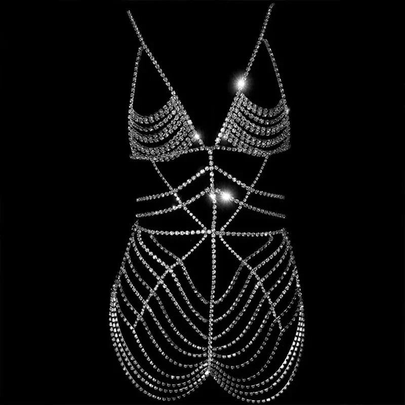 New Arrival Crystal Body Suit Dress Nightclub Full Rhinestone Body Jewelry Ins Fashion Women Accessories