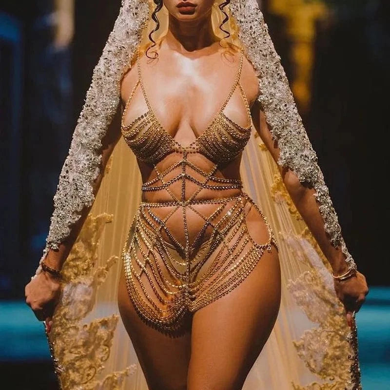 New Arrival Crystal Body Suit Dress Nightclub Full Rhinestone Body Jewelry Ins Fashion Women Accessories