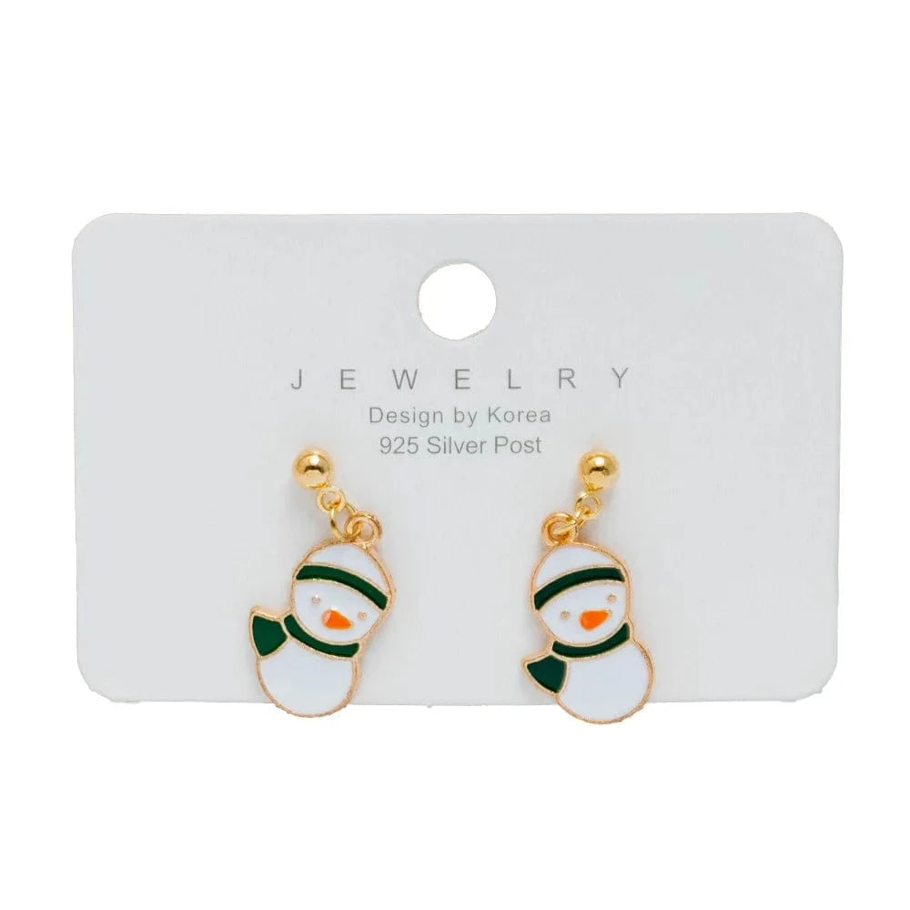 New Arrival Hot Sale Christmas Bell Elk Snowflake Santa Alloy Stud Earrings Jewelry Wholesale