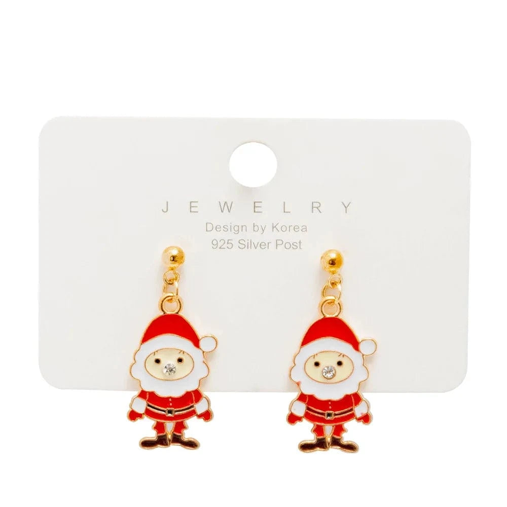 New Arrival Hot Sale Christmas Bell Elk Snowflake Santa Alloy Stud Earrings Jewelry Wholesale