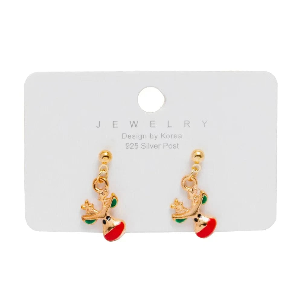 New Arrival Hot Sale Christmas Bell Elk Snowflake Santa Alloy Stud Earrings Jewelry Wholesale