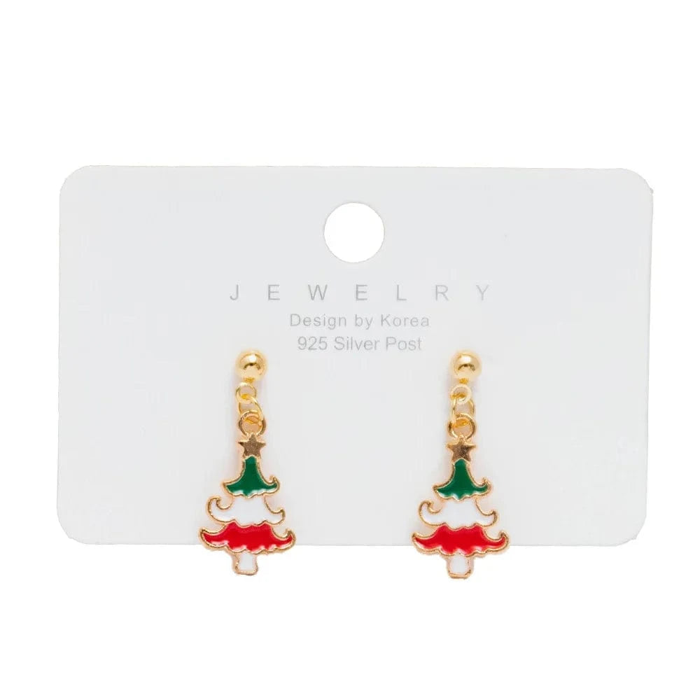 New Arrival Hot Sale Christmas Bell Elk Snowflake Santa Alloy Stud Earrings Jewelry Wholesale