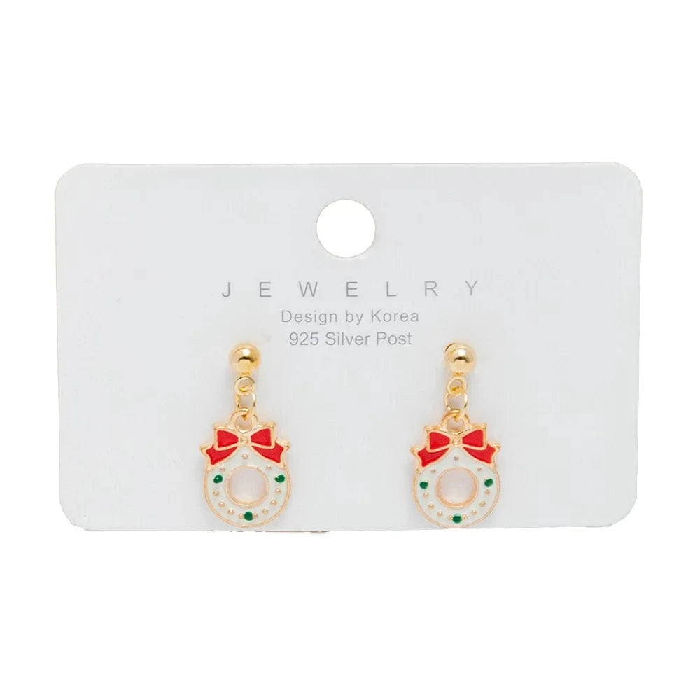 New Arrival Hot Sale Christmas Bell Elk Snowflake Santa Alloy Stud Earrings Jewelry Wholesale