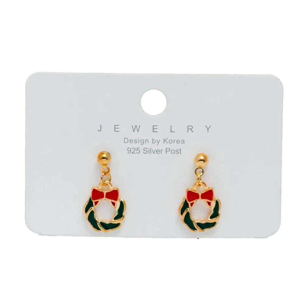 New Arrival Hot Sale Christmas Bell Elk Snowflake Santa Alloy Stud Earrings Jewelry Wholesale