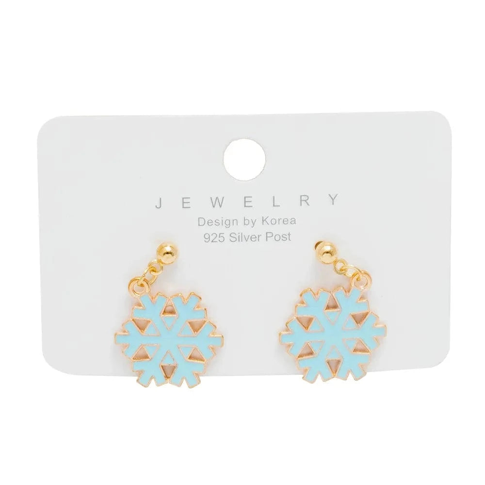 New Arrival Hot Sale Christmas Bell Elk Snowflake Santa Alloy Stud Earrings Jewelry Wholesale