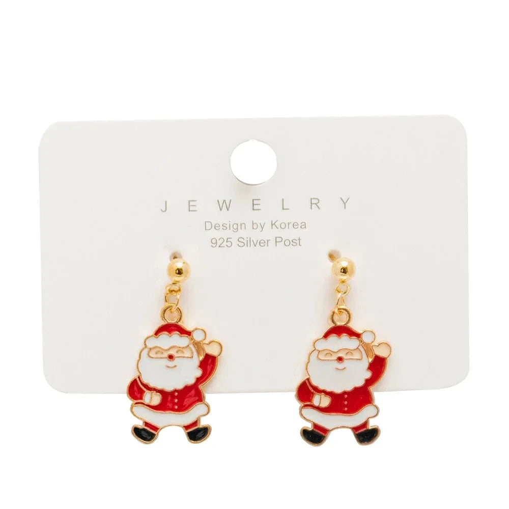 New Arrival Hot Sale Christmas Bell Elk Snowflake Santa Alloy Stud Earrings Jewelry Wholesale