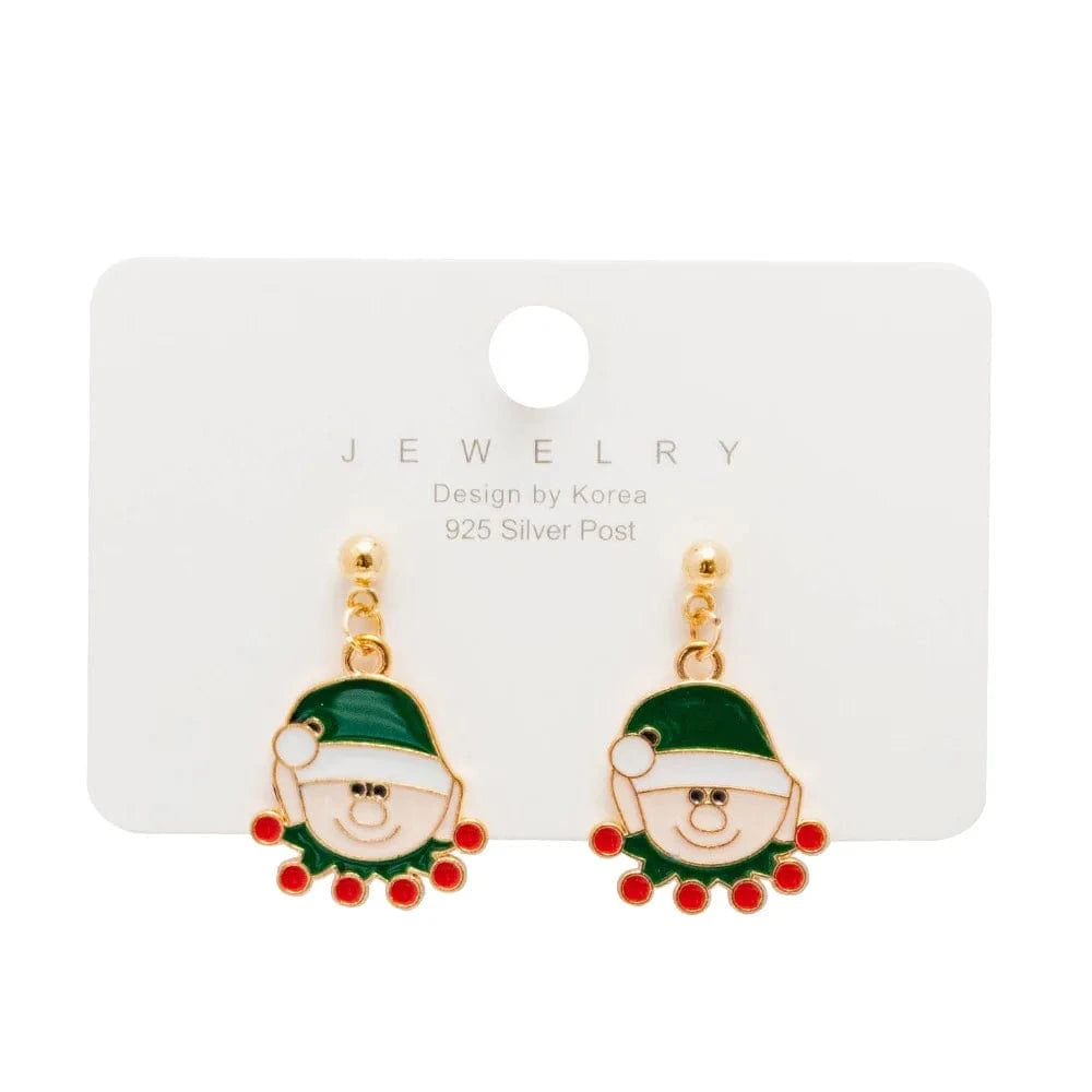 New Arrival Hot Sale Christmas Bell Elk Snowflake Santa Alloy Stud Earrings Jewelry Wholesale